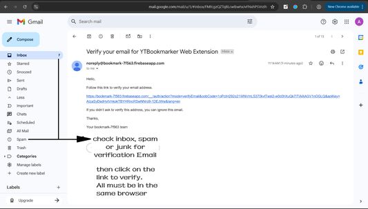 Check inbox, spam or junk for verification link. You must verify email in the same browser you register.