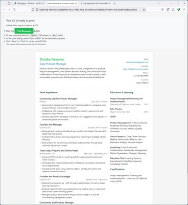 JobRelay's CV generator