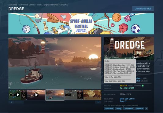 Visible revenue from game/dlcs and buy count.