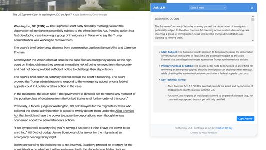 Provides explanations for selected text without requiring a prompt.