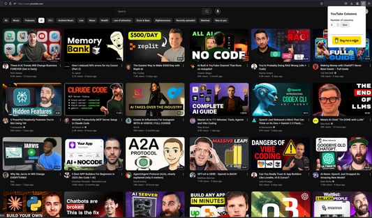 Set the desired number of thumbnails per row. You can choose 1-12 videos per row!