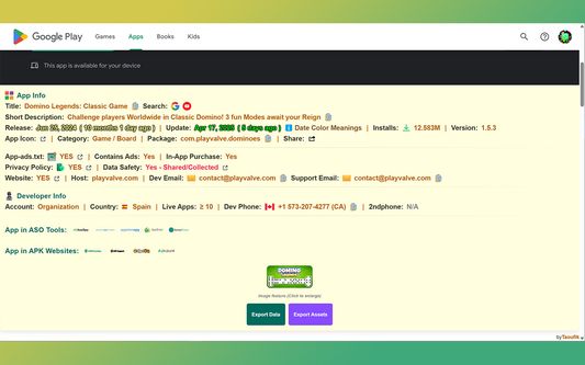 View detailed ASO insights on Google Play Store pages with Play Store ASO Tweak.