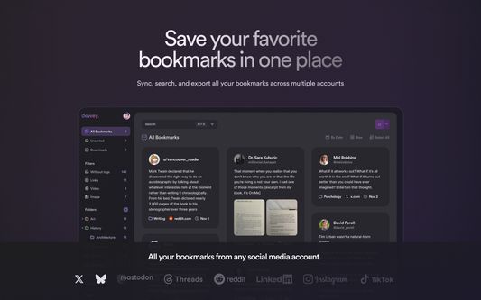 Save all your favorite bookmarks in one place.