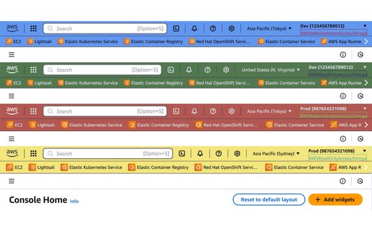 Management console header with AWS Peacock Management Console applied