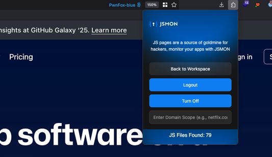 Firefox addon after adding API key and selecting workspace
