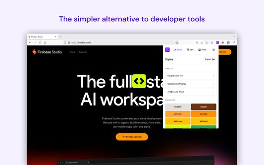 A browser window showing a website with the BrowserLens extension popup open