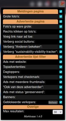 Marktvaas addon opties