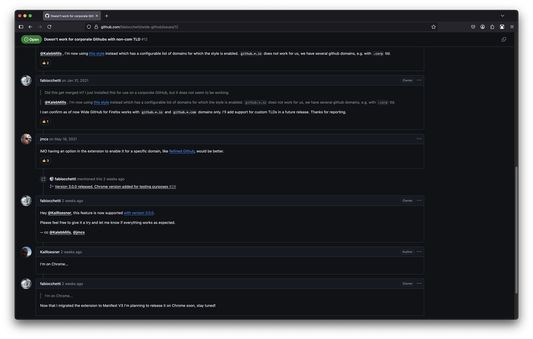 Wide GitHub enabled on Firefox (dark mode).