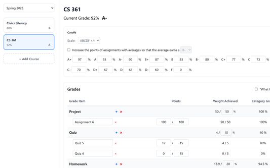 Options page