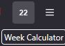 When pinned to taskbar displays current week number.