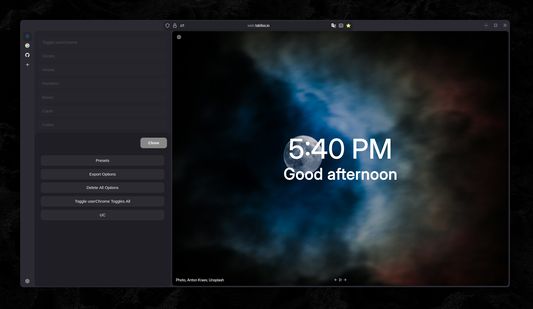 settings panel for more option/style management