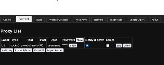 Store multiple proxy lists