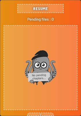The pop-up window in extended mode on the second section, showing an empty download queue. (EN)