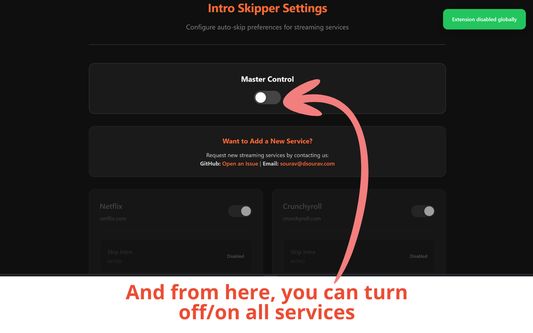 Here you can turn off/on all services