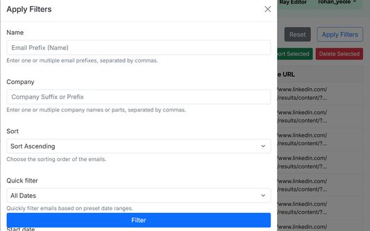 Apply custom filters as needed