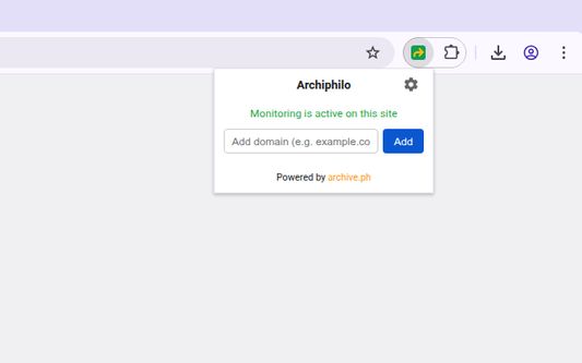 Enter the domain you're interested in, and the extension will automatically monitor the page for any articles that also have archived versions available.