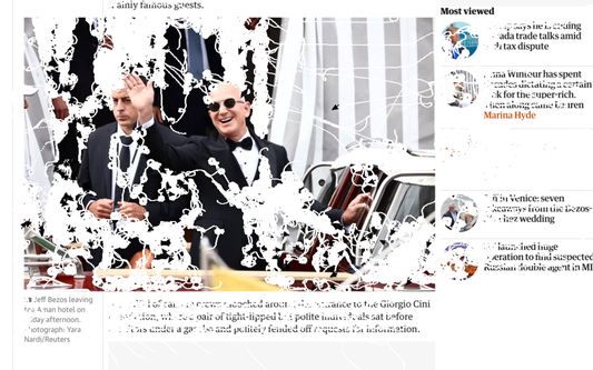 Pixel Piranhas in action: cursors slowly destroying a webpage with controversial news.