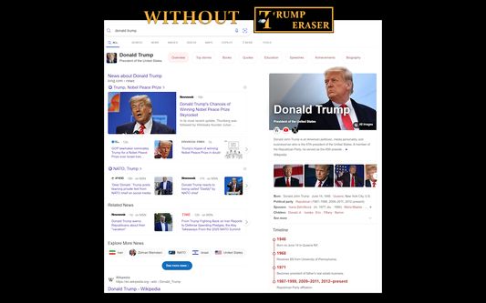 Browsing without Trump Eraser: Here's is what that same page looked like without Trump Eraser.