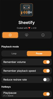 Sheetify settings page