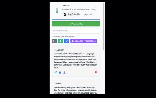 extension popup bookmarks search and retrieve