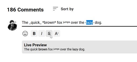Example of what writing a YouTube comment will look like