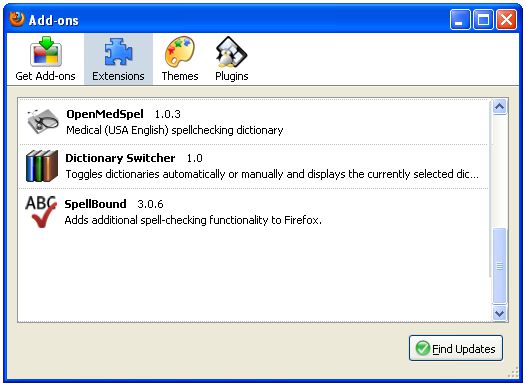 OpenMedSpel works with Dictionary Switcher and SpellBound.