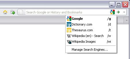 From the new search management icon you can manage all your search engines.