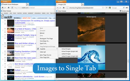 Send all images found to a single tab.