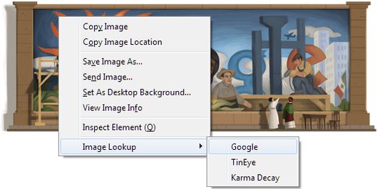 Image Lookup context menu.